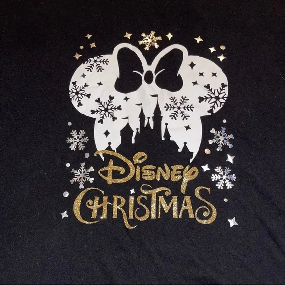 Disney Christmas Women’s Short Sleeve T-Shirt Black Size 2X Gildan Brand T-Shirt - Picture 3 of 7